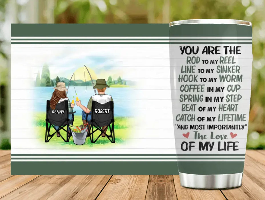 Custom Personalized Fishing Couple Tumbler - Gift Idea For Couple/Fishing Lovers - You Are The Rod To My Reel