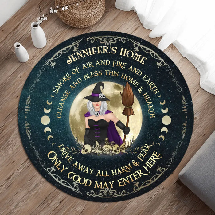 Custom Personalized Witch Round Rug - Gift Idea For Witch Lovers/Halloween - Drive Away All Harm & Fear Only Good May Enter Here