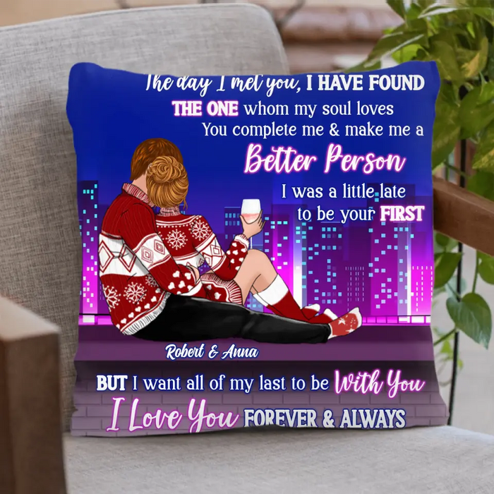 Custom Personalized Christmas Couple Pillow Cover/ Single Layer Fleece/Quilt Blanket - Christmas Gift For Couple/ Him/ Her - I Love You Forever & Always