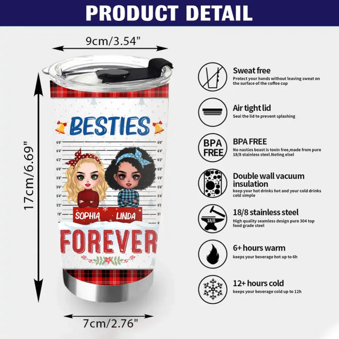 Custom Personalized Besties Tumbler - Christmas Gift Idea For Friends - Besties Forever