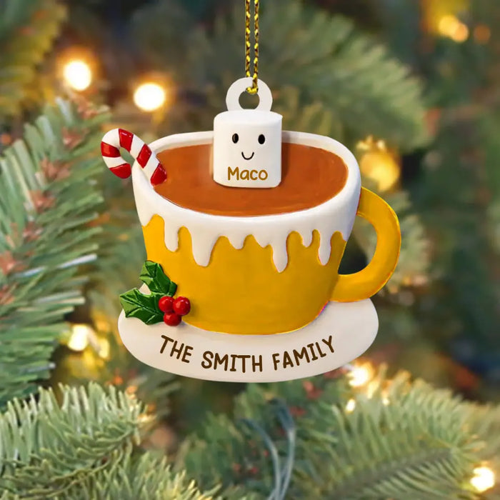 Custom Personalized Marshmallows Family Cup Ornament - Gift for Family, Christmas - Up to 9 Members