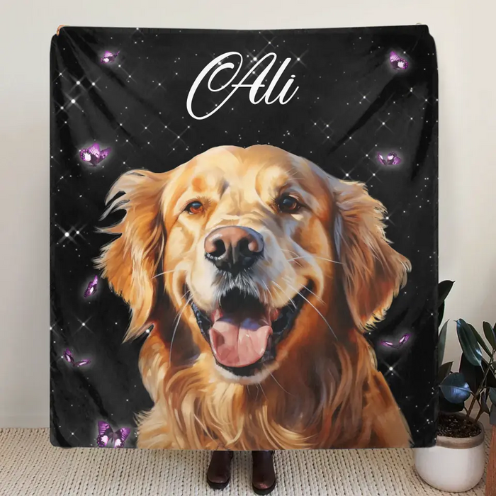 Custom Personalized Pet Photo Single Layer Fleece Blanket - Custom Pet Portrait - Gift Idea For Dog/Cat Lover