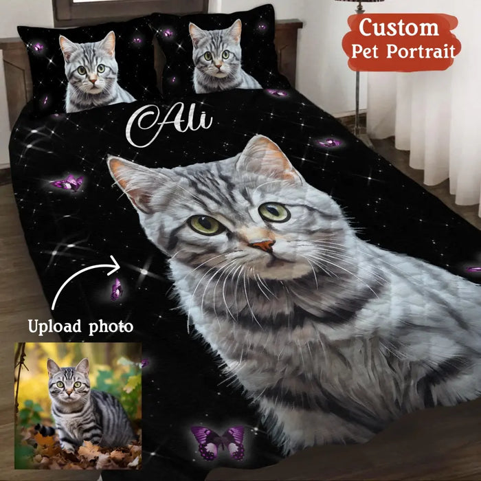 Custom Personalized Pet Photo Quilt Bed Set - Custom Pet Portrait - Gift Idea For Dog/Cat Lover