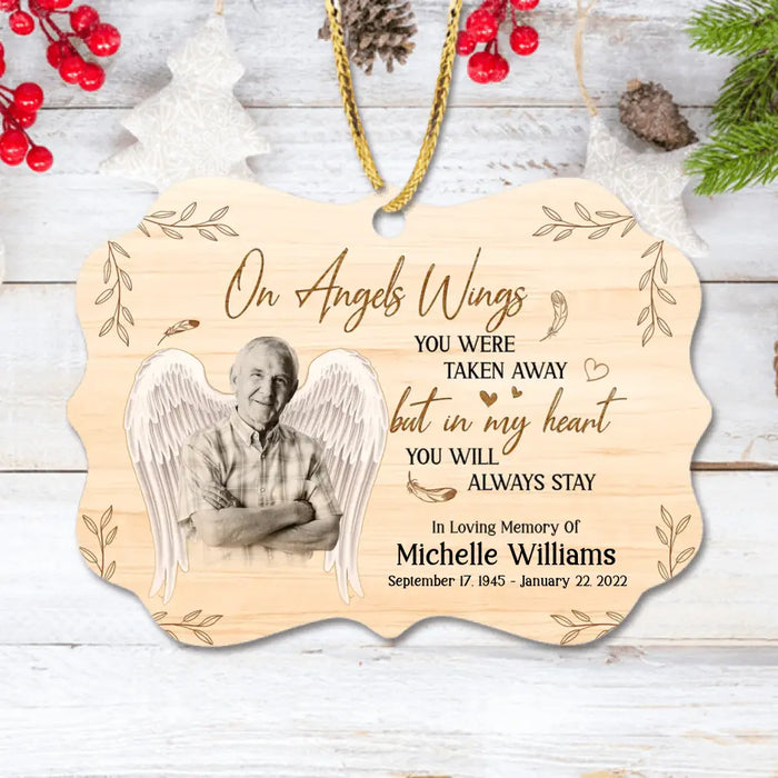 Custom Personalized In Loving Memory Rectangle Wooden Ornament - Upload Photo - Memorial Gift Idea For Family Member - In My Heart You Will Always Stay