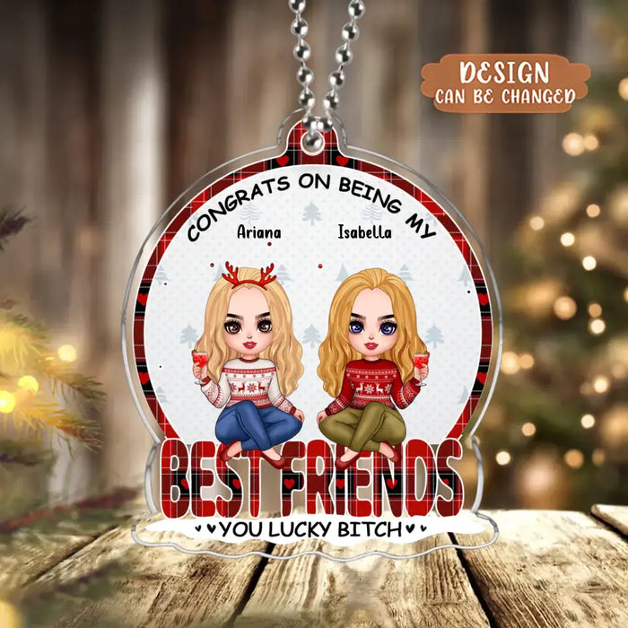 Custom Personalized Christmas Acrylic Ornament - Upto 5 People - Christmas Gift Idea for Friends/Sisters/Brothers/Family