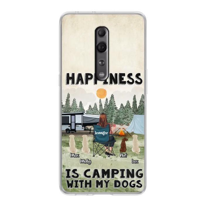 Personalized Camping Phone Case - Gift Idea For Girl & Dogs - Upto 4 Dogs - Happiness Is Camping With My Dogs - Case For Oppo/Xiaomi/Huawei