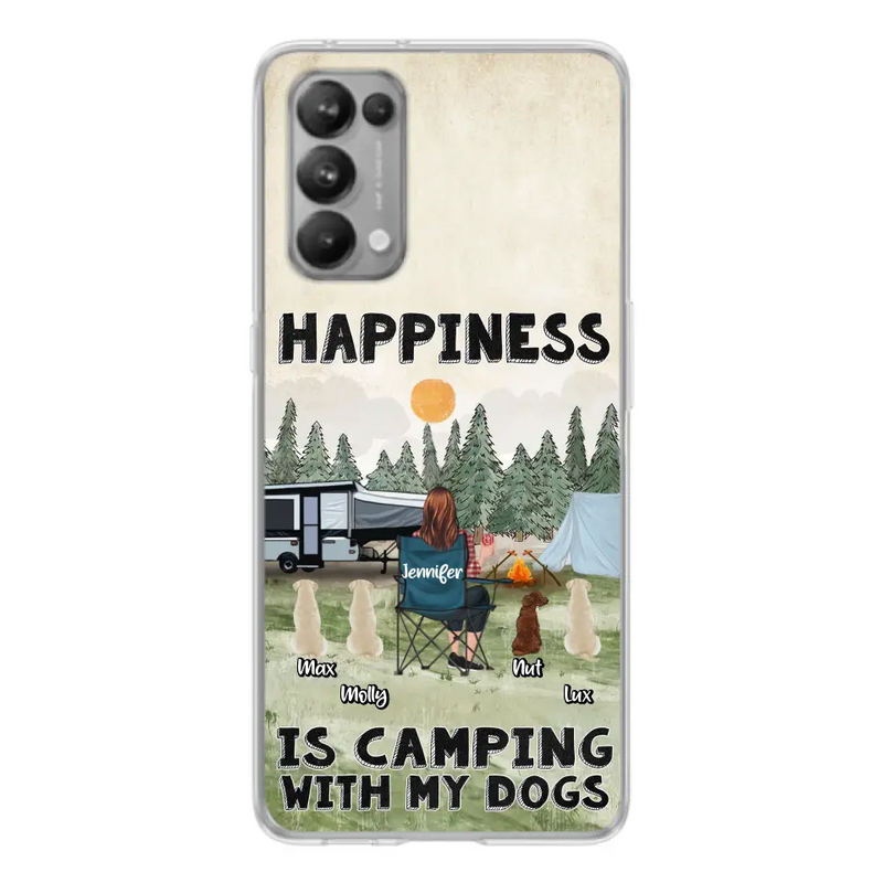 Personalized Camping Phone Case - Gift Idea For Girl & Dogs - Up to 4 Dogs - Happiness Is Camping With My Dogs - Case For Oppo/Xiaomi/Huawei