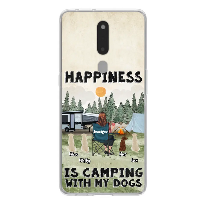 Personalized Camping Phone Case - Gift Idea For Girl & Dogs - Upto 4 Dogs - Happiness Is Camping With My Dogs - Case For Oppo/Xiaomi/Huawei