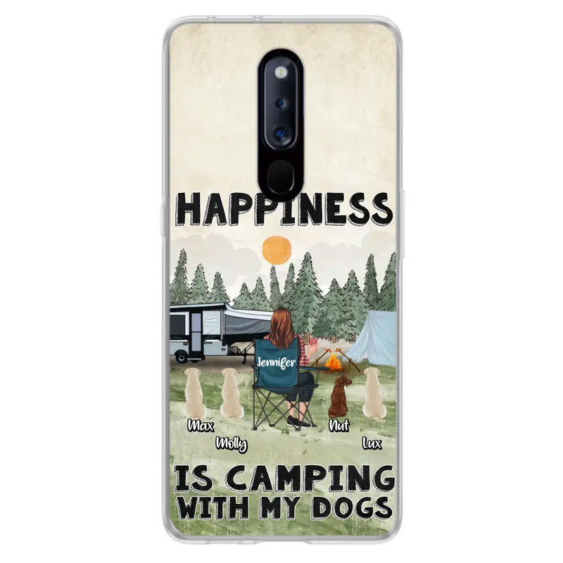 Personalized Camping Phone Case - Gift Idea For Girl & Dogs - Up to 4 Dogs - Happiness Is Camping With My Dogs - Case For Oppo/Xiaomi/Huawei