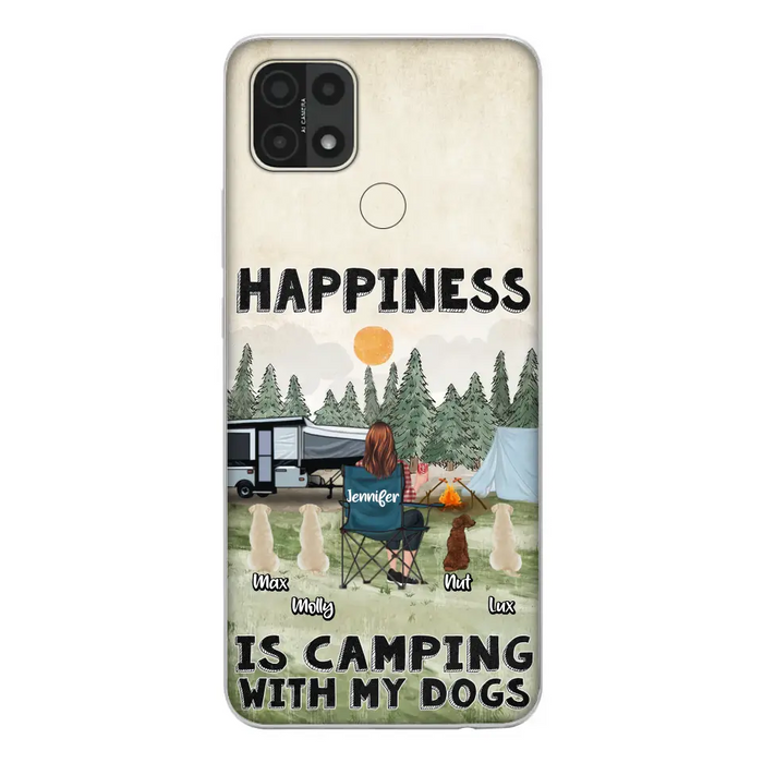 Personalized Camping Phone Case - Gift Idea For Girl & Dogs - Upto 4 Dogs - Happiness Is Camping With My Dogs - Case For Oppo/Xiaomi/Huawei