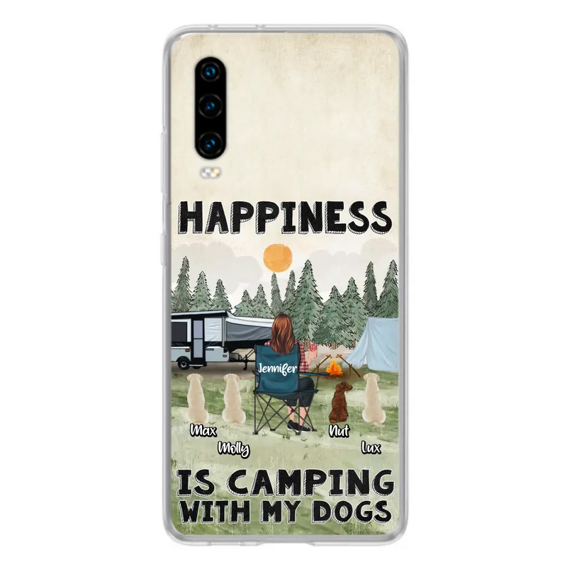Personalized Camping Phone Case - Gift Idea For Girl & Dogs - Up to 4 Dogs - Happiness Is Camping With My Dogs - Case For Oppo/Xiaomi/Huawei