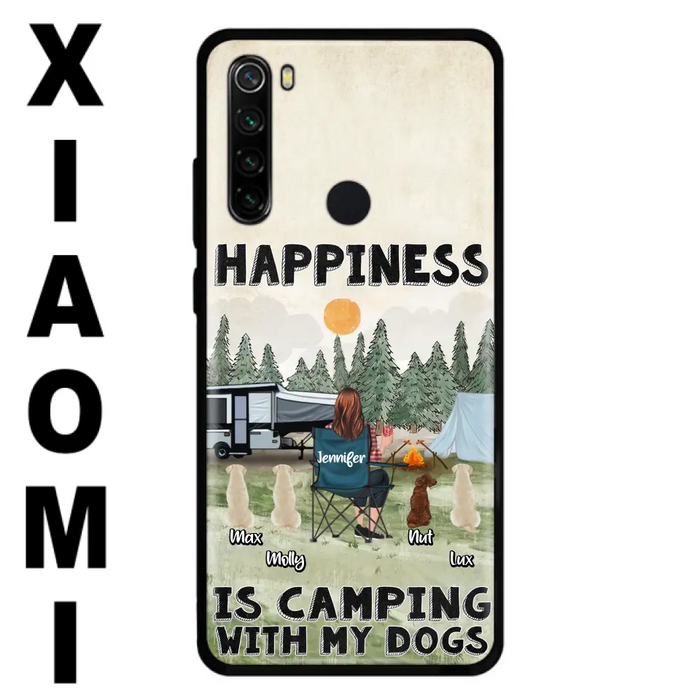 Personalized Camping Phone Case - Gift Idea For Girl & Dogs - Upto 4 Dogs - Happiness Is Camping With My Dogs - Case For Oppo/Xiaomi/Huawei