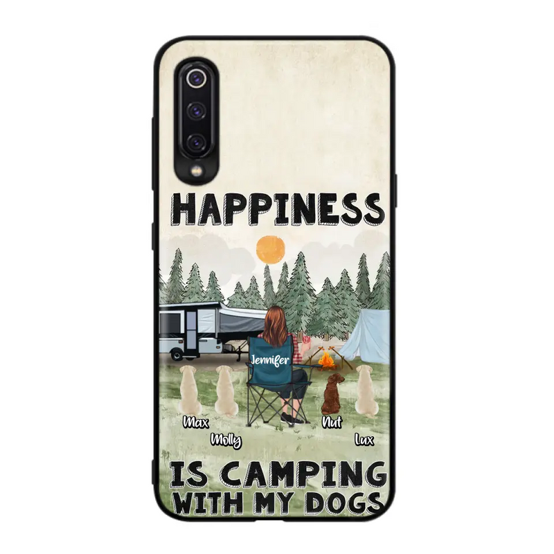Personalized Camping Phone Case - Gift Idea For Girl & Dogs - Up to 4 Dogs - Happiness Is Camping With My Dogs - Case For Oppo/Xiaomi/Huawei
