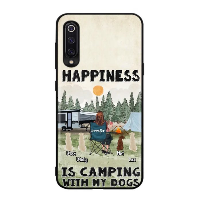 Personalized Camping Phone Case - Gift Idea For Girl & Dogs - Upto 4 Dogs - Happiness Is Camping With My Dogs - Case For Oppo/Xiaomi/Huawei