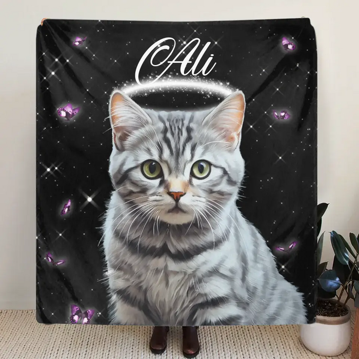 Custom Personalized Memorial Pet Photo Single Layer Fleece Blanket - Custom Pet Portrait - Memorial Gift Idea For Dog/Cat Lover