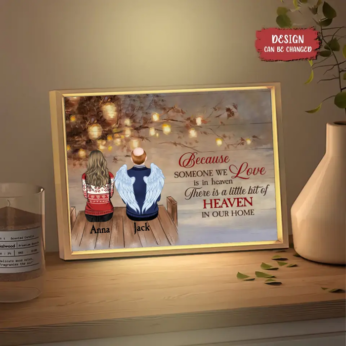 Personalized Memorial Family Lighting Frame Canvas - Upto 5 People - Memorial/Christmas Gift Idea For Family - There Is A Little Bit Of Heaven In Our Home