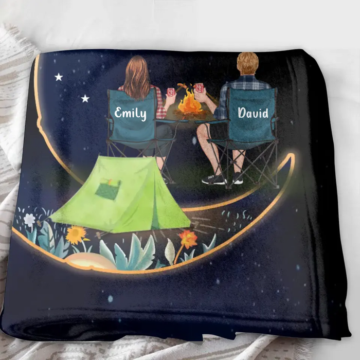 Personalized  Camping Couple Quilt/Single Layer Fleece Blanket - Gift Idea For Him/Her/Couple - Making Memories One Campsite At A Time