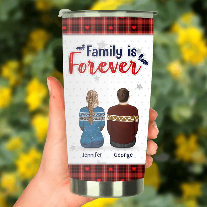 Custom Personalized Brothers Sisters Tumbler - Upto 10 People - Christmas Gift Idea For Siblings/ Family - Family Is Forever