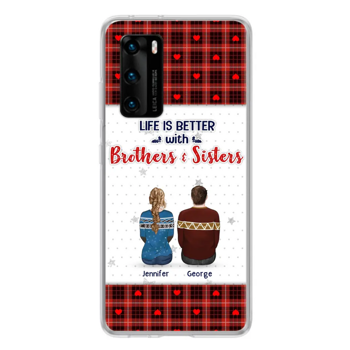 Custom Personalized Brothers Sisters Phone Case - Upto 10 People - Christmas Gift Idea For Siblings/ Family - Life Is Better With Brothers & Sisters - Case For Oppo/Xiaomi/Huawei