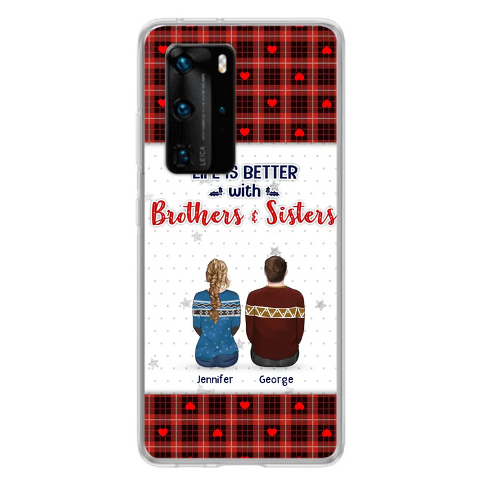 Custom Personalized Brothers Sisters Phone Case - Upto 10 People - Christmas Gift Idea For Siblings/ Family - Life Is Better With Brothers & Sisters - Case For Oppo/Xiaomi/Huawei