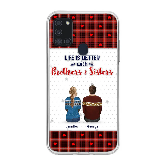 Custom Personalized Brothers Sisters Phone Case - Upto 10 People - Christmas Gift Idea For Siblings/ Family - Life Is Better With Brothers & Sisters - Case For iPhone And Samsung