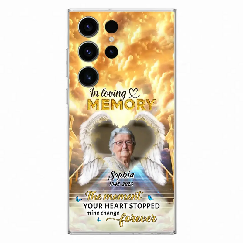 Personalized Photo Memorial Phone Case - Memorial Gift For Loss Of Family Member - The Moment Your Heart Stopped Mine Changed Forever - iPhone/Samsung