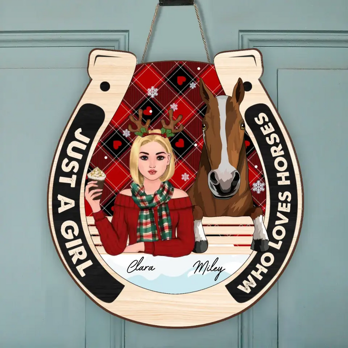 Just A Girl Who Loves Horses - Personalized Custom Wooden Sign - Christmas Gift Idea For Horse Lover/ Horse Owner