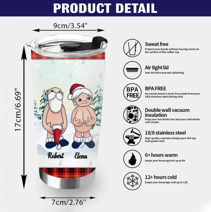 Personalized Funny Santa Couple Tumbler - Christmas Gift Idea For Couple - I'm Rich