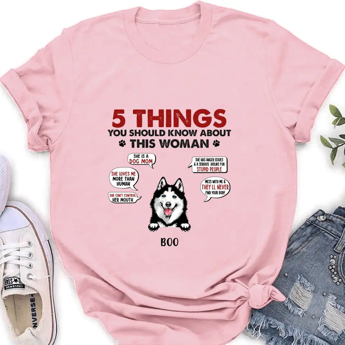 Custom Personalized Dog Mom Shirt/Hoodie - Upto 5 Dogs - Gift Idea for Dog Mom/Dog Lovers - Something You Should Know About My Mom Before Visiting My House