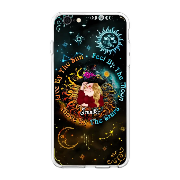 Custom Personalized Witch Phone Case - Gift Idea For Halloween/Witch Lovers - Live By The Sun Feel By The Moon Move By The Stars - Case For iPhone &  Samsung