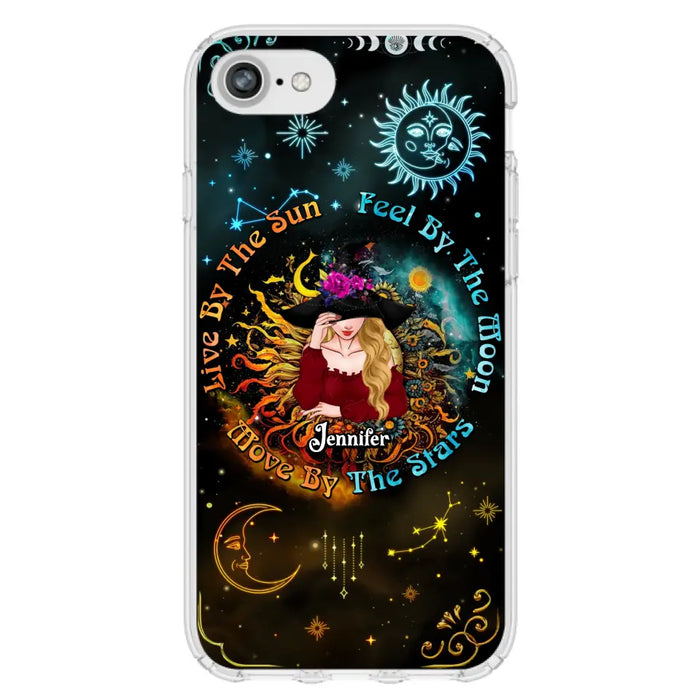 Custom Personalized Witch Phone Case - Gift Idea For Halloween/Witch Lovers - Live By The Sun Feel By The Moon Move By The Stars - Case For iPhone &  Samsung