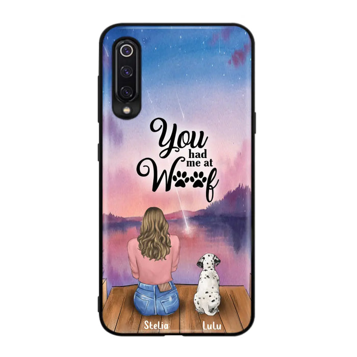 Custom Personalized Dog Mom Phone Case - Gifts For Dog Lovers With Upto 4 Dogs - You Had Me At Woof - Case For iPhone, Samsung And Xiaomi