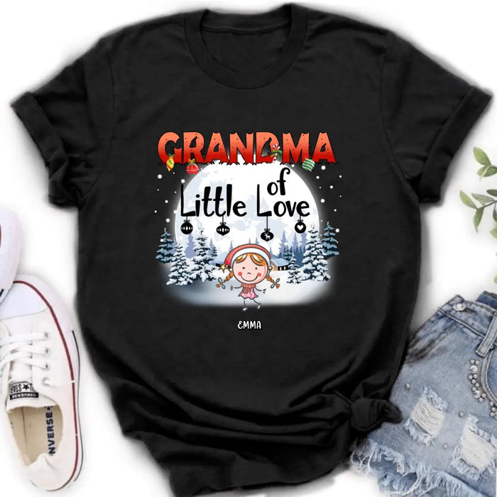 Custom Personalized Christmas Grandma Shirt/Hoodie - Christmas Gift For Grandma/ Nana -  Up to 10 Kids - Grandma Little Of Loves