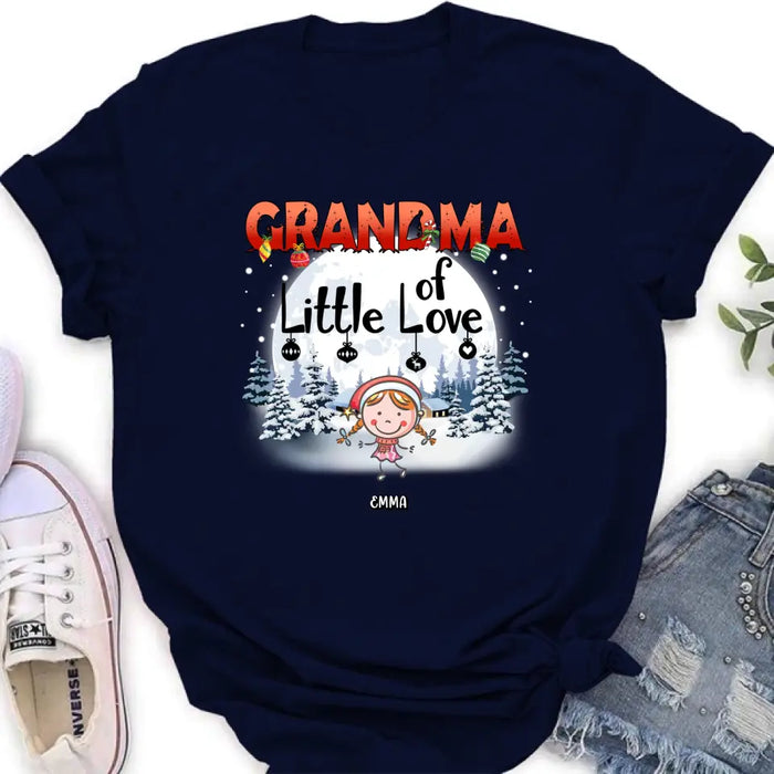 Custom Personalized Christmas Grandma Shirt/Hoodie - Christmas Gift For Grandma/ Nana -  Up to 10 Kids - Grandma Little Of Loves