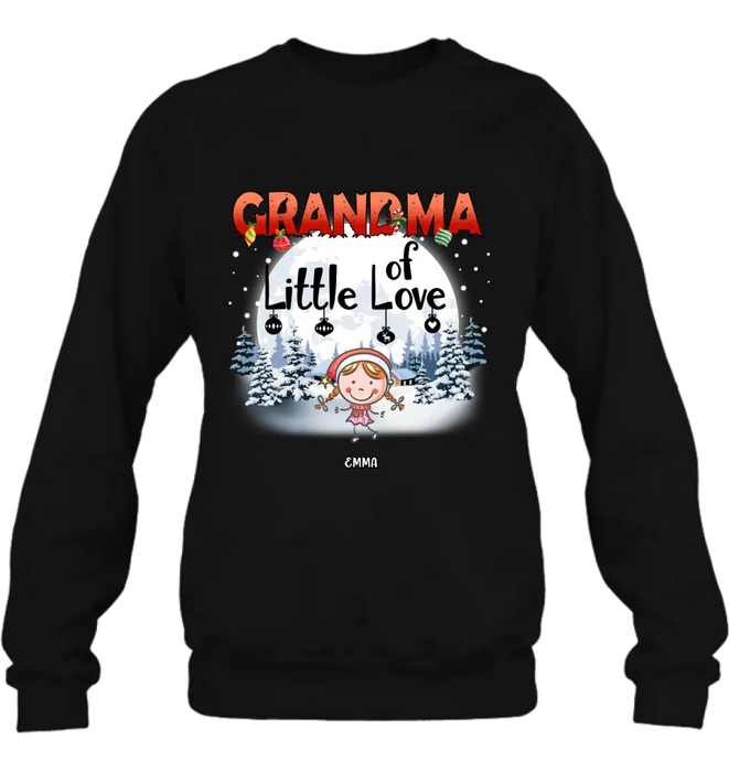 Custom Personalized Christmas Grandma Shirt/Hoodie - Christmas Gift For Grandma/ Nana -  Up to 10 Kids - Grandma Little Of Loves