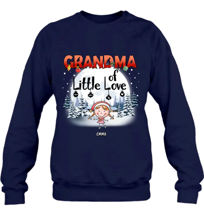 Custom Personalized Christmas Grandma Shirt/Hoodie - Christmas Gift For Grandma/ Nana -  Up to 10 Kids - Grandma Little Of Loves