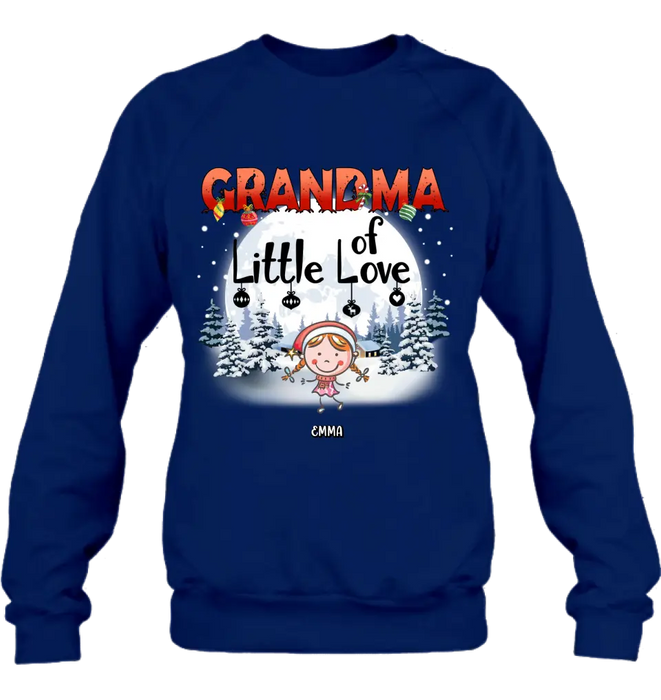 Custom Personalized Christmas Grandma Shirt/Hoodie - Christmas Gift For Grandma/ Nana -  Up to 10 Kids - Grandma Little Of Loves