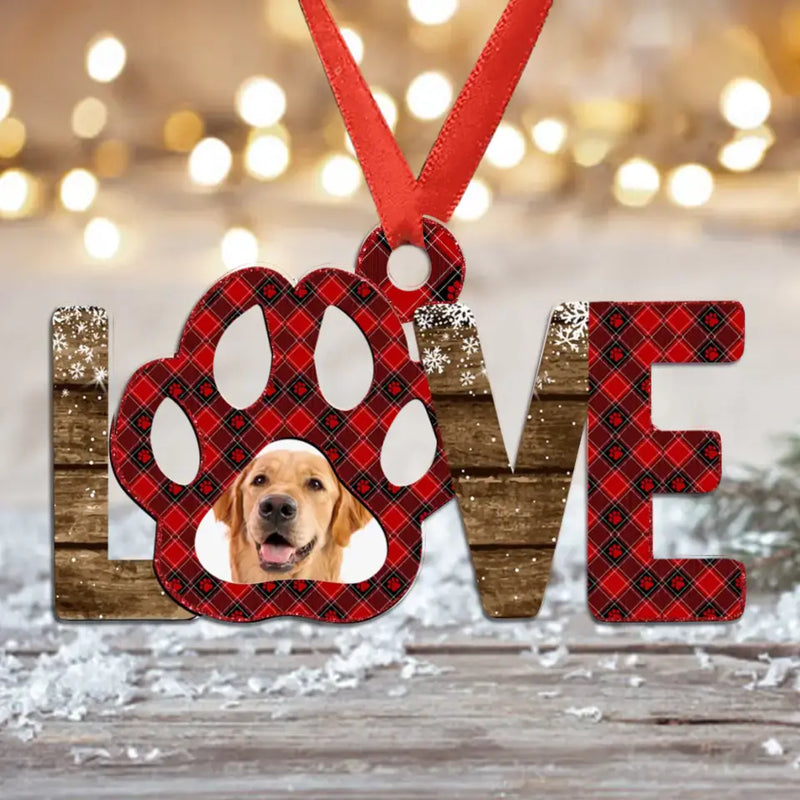 Custom Personalized Love Wooden Ornament - Gift Idea For Christmas/ Dog Lover - Upload Photo