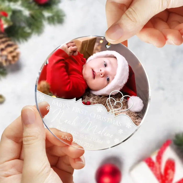 Custom Personalized Baby's First Christmas Acrylic Ornament - Upload Baby's Photo - Christmas Gift Idea For Baby/ Kid