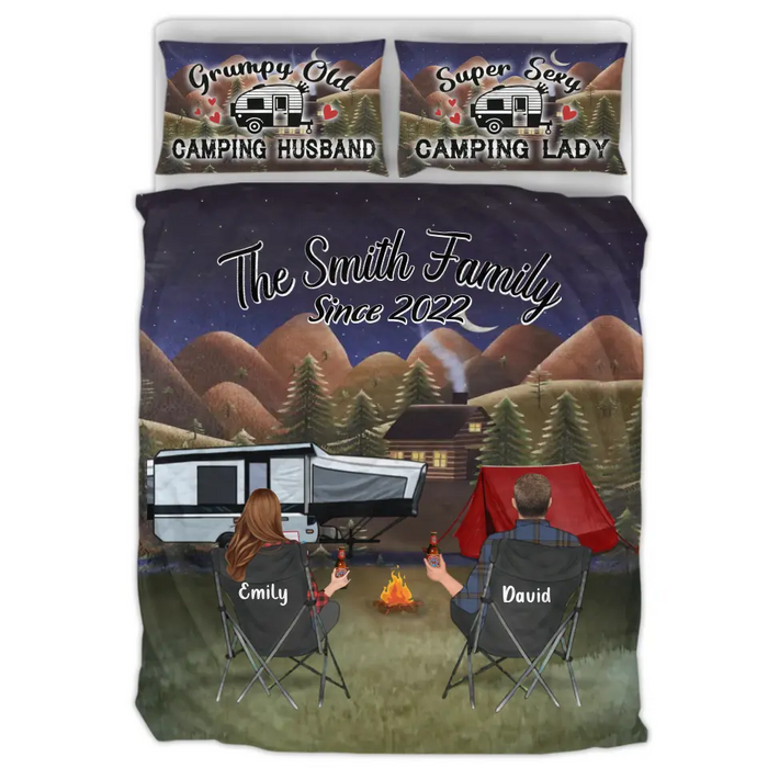 Custom Camping Quilt Bed Sets - Gift Idea For Couple, Camping Lovers, Family - Upto 3 Kids, 3 Pets - The Smith Family