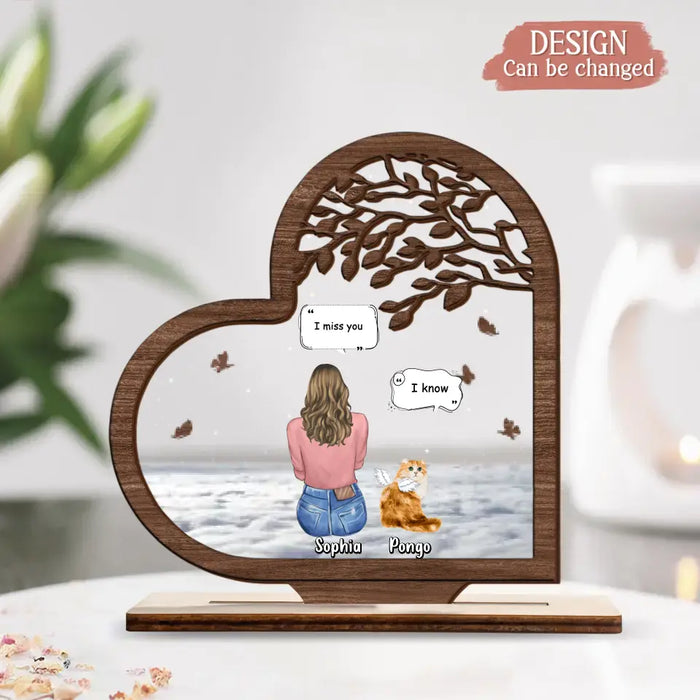 Custom Personalized Memorial Cat Wooden And Acrylic Plaque - Upto 3 Pets - Memorial Gift For Dog/ Cat/ Rabbit Lover - I Miss You