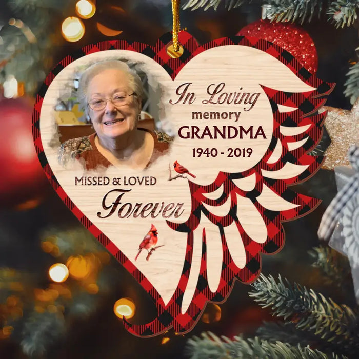 Custom Personalized Memorial Photo 2 Layered 
Wooden Ornament - Christmas/Memorial Gift Idea for Family - Missed & Loved Forever