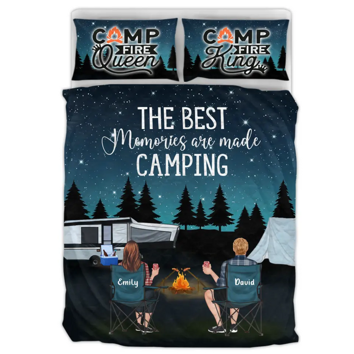Personalized Camping Quilt Bed Sets - Gift Idea For Couple, Camping Lovers, Family - Upto 5 Kids, 4 Pets - The Best Memories Are Made Camping