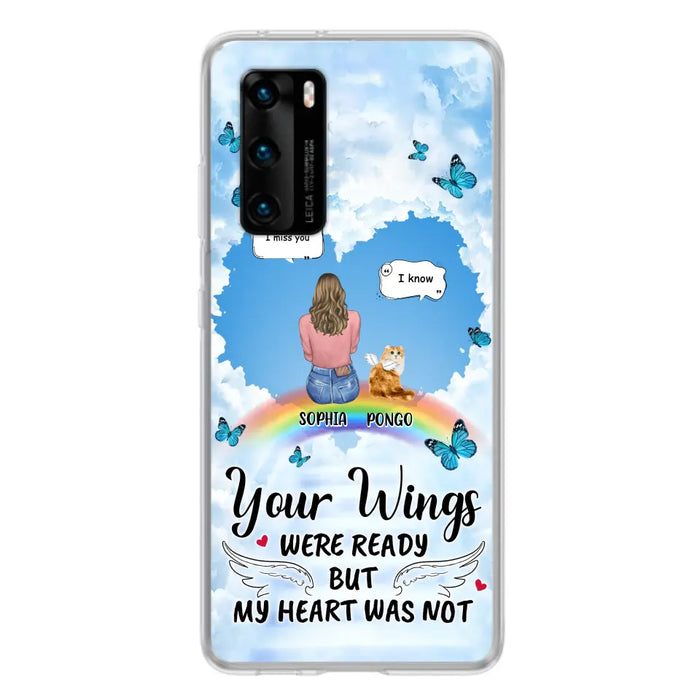 Personalized Memorial Pet Phone Case - Gift Idea For Dog/Cat/Rabbits Owners - Upto 3 Pets - Your Wings Were Ready But My Heart Was Not - Case For Oppo/Xiaomi/Huawei