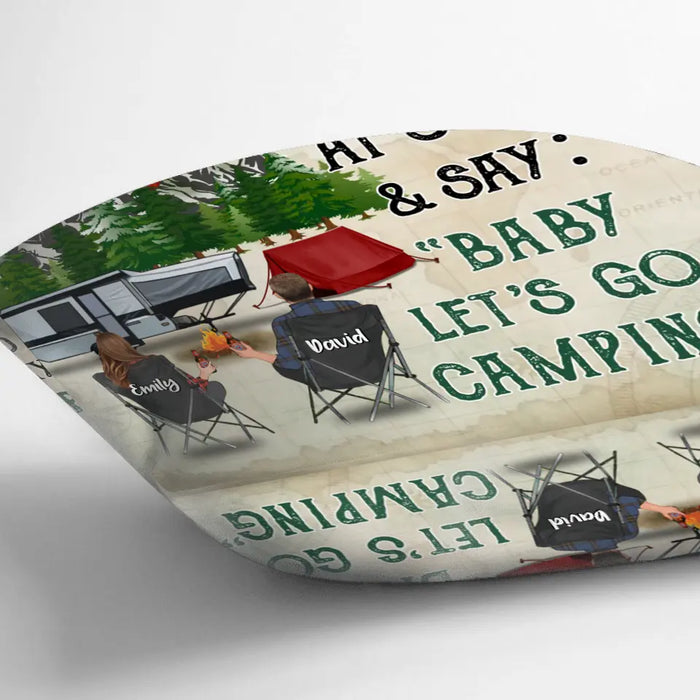 Custom Personalize Camping Couple Pillow Cover - Gift For Camping Lover/Couple - I Want To Hold Your Hand At 80 & Say:" Baby Let's Go Camping"