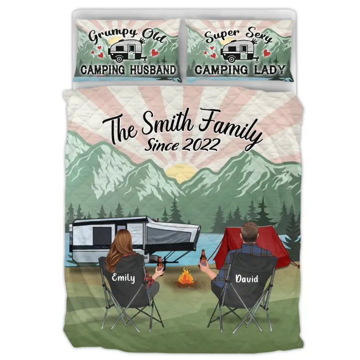 Custom Camping Quilt Bed Sets - Gift Idea For Couple, Camping Lovers, Family - Upto 3 Kids, 3 Pets - The Smith Family Since 2022