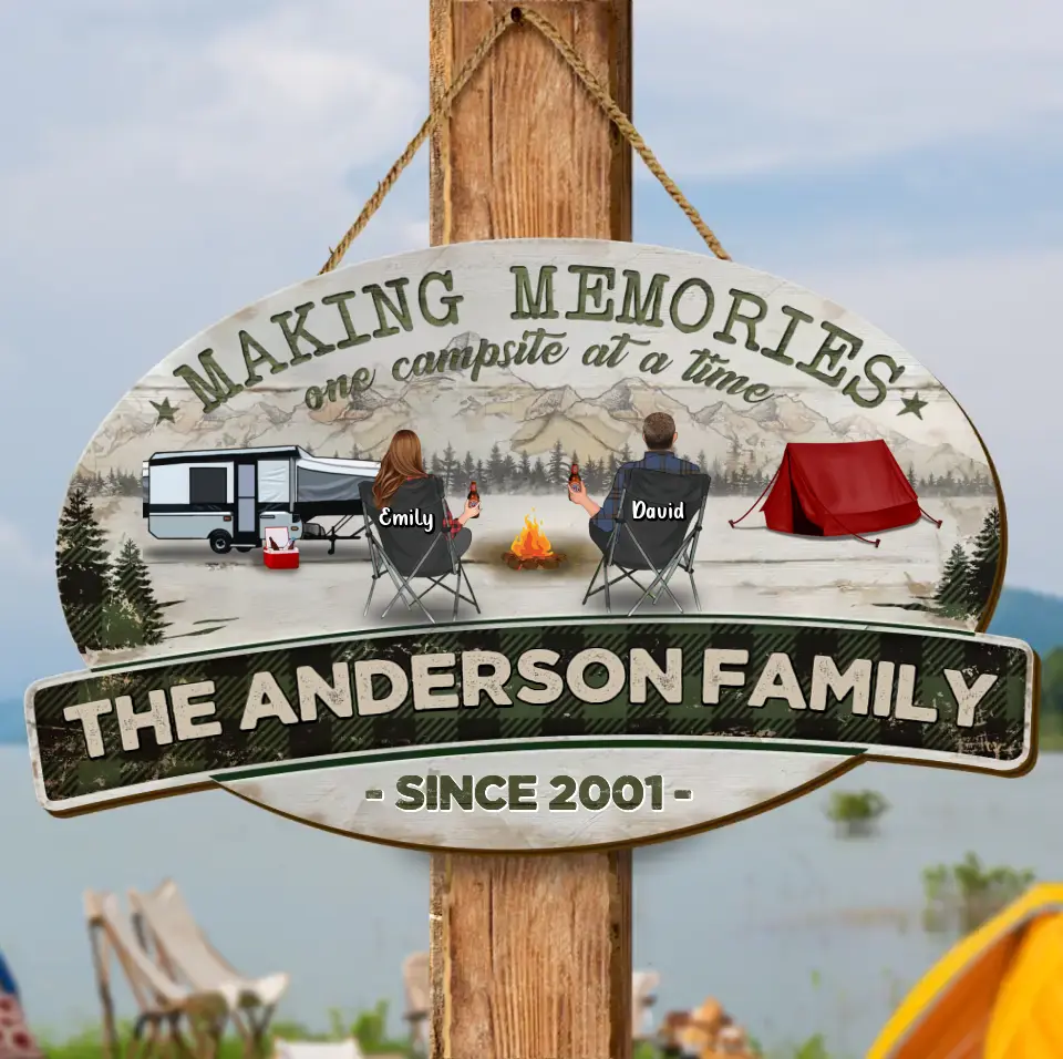 Personalized Camping Wooden Sign - Up to 5 Dogs - Gift Idea For Couple/Camping Lover/Dog Lover - You & Me And The Dogs