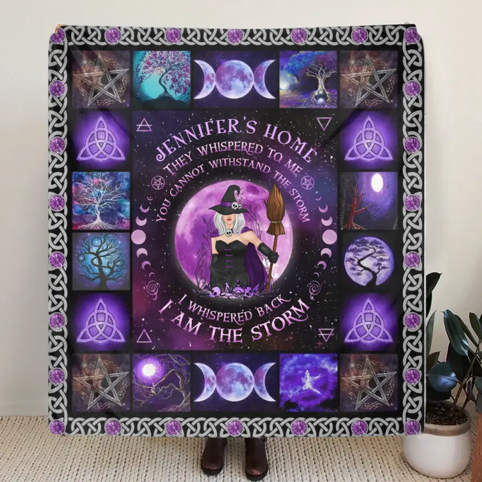 Personalized Witch Quilt/Single Layer Fleece Blanket - Halloween Gift Idea For Witch Lovers - I Am The Storm