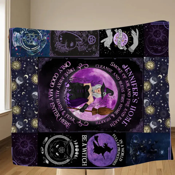 Personalized Witch Quilt/Single Layer Fleece Blanket - Halloween Gift Idea For Witch Lovers - Smoke Of Air And Fire And Earth