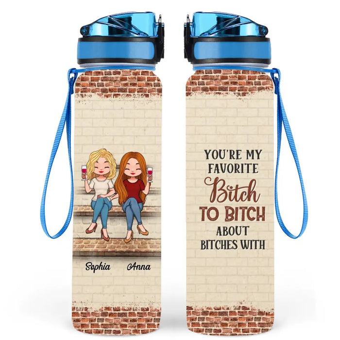 Custom Personalized Besties Water Tracker Bottle - Upto 4 People - Gift Idea For Friends/Besties/Sisters - We Go Together Like Drunk And Disorderly